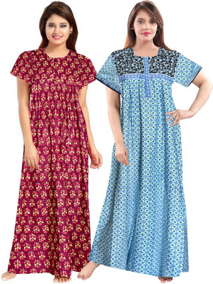 PINK CITY MART Women Nighty(Red, Black)