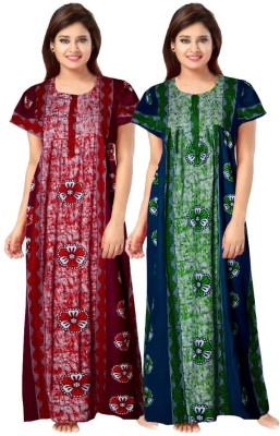 A S Creation Women Nighty(Multicolor)