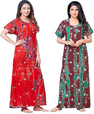YUKATA Women Nighty Set(Red, Brown)