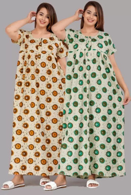 Shri Janki Saree Women Nighty(Green, Yellow)