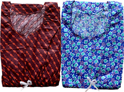Hans Fashion ENT Women Nighty(Maroon, Blue)