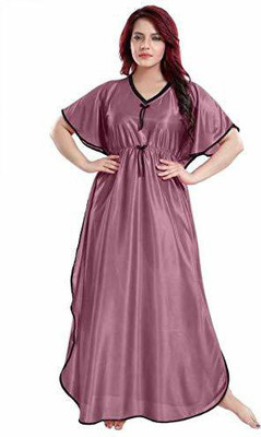 onms Solid Satin Blend Women Kaftan