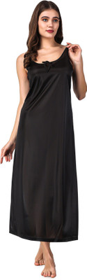 AR STYLES Women Nighty(Black)