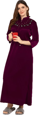 Endrilla Women Nighty with Robe(Purple)