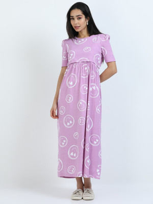 The Skoopy Bee Women Maternity/Nursing Nighty(Purple)