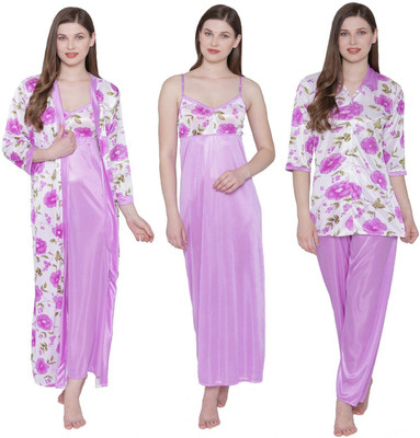 PHALIN Women Nighty Set(Light Blue)