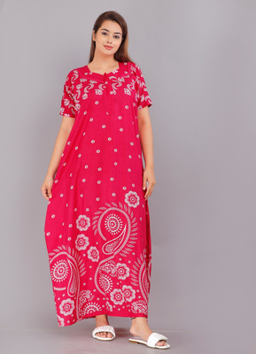 AakarShana Women Nightdress(Pink)