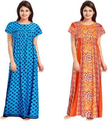 PMK FASHION Women Nighty Set(Orange)