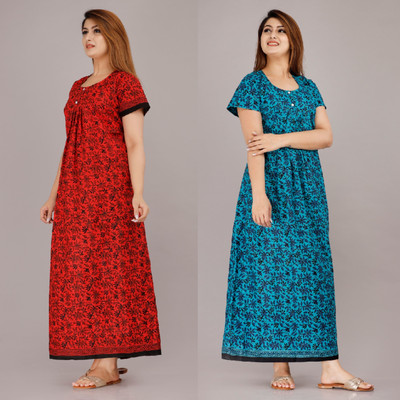 LA fashion Women Nighty(Red, Blue)