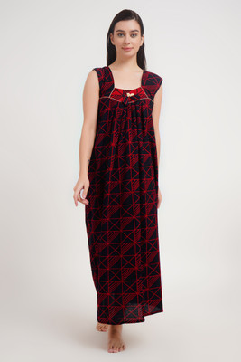 shardatextile Women Nighty(Black, Red)