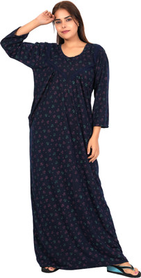XELLENCE Women Nighty(Blue)