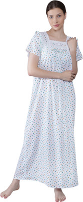 Aradhya Creations Women Nighty(White)