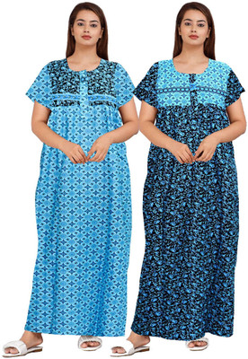ROOPYATI Women Nighty(Blue)