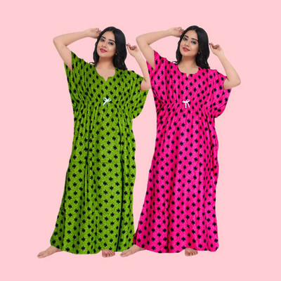 RUCHIKA ENTERPRISES Women Nighty(Pink, Green)