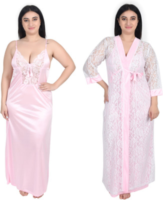 Fetify Women Nighty Set(Pink)