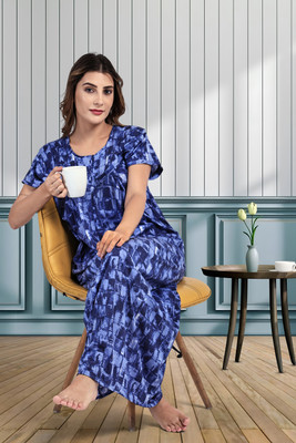 REN STAR Women Maternity/Nursing Nighty(Blue)