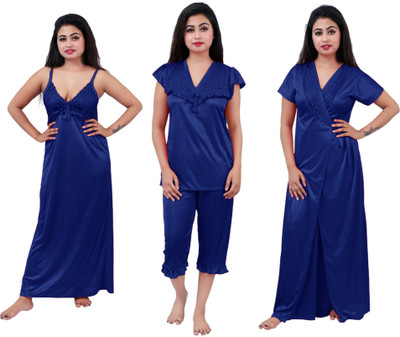 mysie Women Nighty Set(Blue)