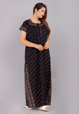 AakarShana Women Nighty(Black)