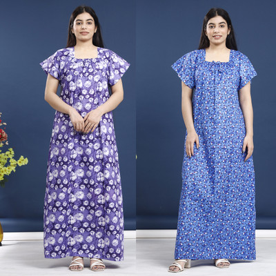 PrathaVastra Women Nighty(Multicolor)
