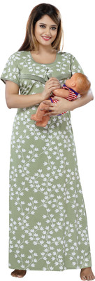 SHOPPING STATION Women Maternity/Nursing Nighty(Multicolor)