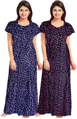 KrishvProducts Women Nighty(Blue, Purple)