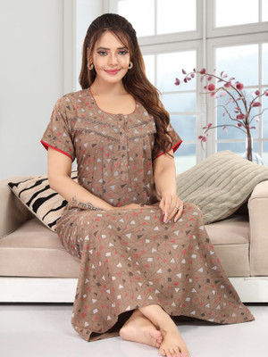 MANUSHREE Women Nighty(Brown)