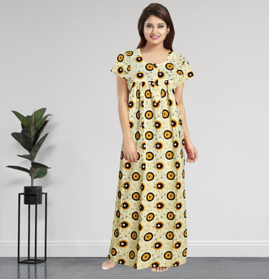 AakarShana Women Nighty(Yellow)