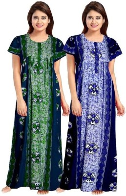 YUKATA Women Nighty(Blue, Green)