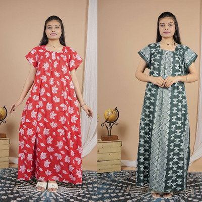 Savicreation Women Nighty(Light Green)