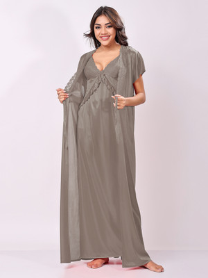 LoveMagnet Women Nighty with Robe(Dark Green)