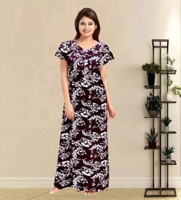 Homezilla Women Nighty(Maroon)
