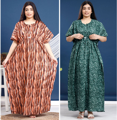 DivyaFashion Women Nighty(Green)