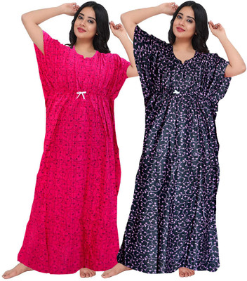 MF CREATION Women Nighty(Pink)