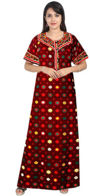 AakarShana Women Nighty(Maroon)