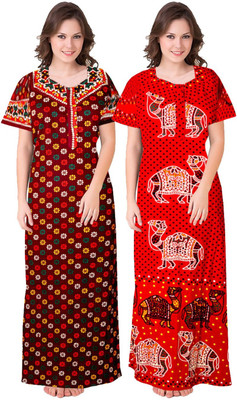 Hans Fashion ENT Women Nighty(Maroon, Red)