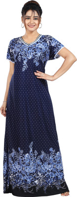 VELEZZA Women Nighty with Robe(Blue)