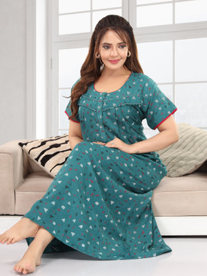MANUSHREE Women Nighty(Light Green)