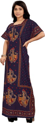 Ethnic Corner Women Nighty(Dark Blue)