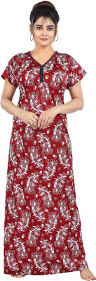 VELEZZA Women Nighty(Maroon)