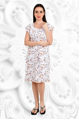 MONAL Women Nighty(White)