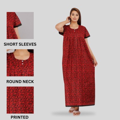 MAYA PRINT Women Nighty(Red)