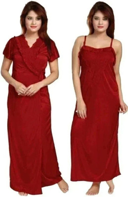 HR creation Women Nighty with Robe(Maroon)
