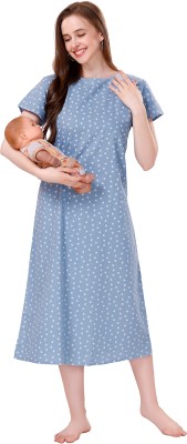 piu Women Maternity/Nursing Nighty(Blue)