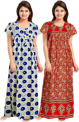 ROOPYATI Women Nighty(Red, Blue)