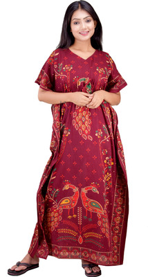 CLYMAA Women Nighty(Maroon)