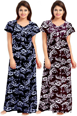 PoojaPrints Women Nighty(Blue)