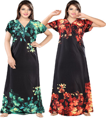 impression Women Nighty(Green, Red)
