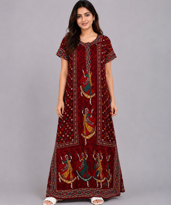 PRISHAENTERPRISES Women Nightdress(Maroon)