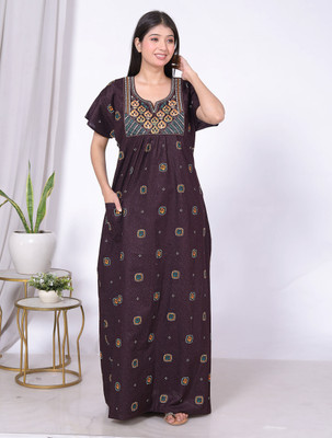 fashiongrape Women Nighty(Brown)