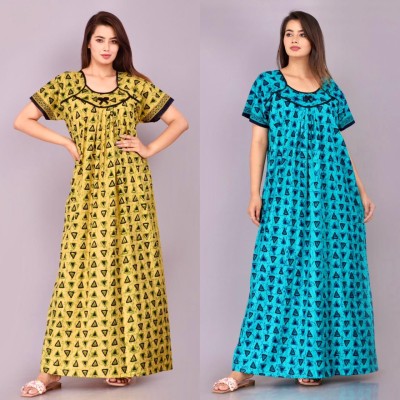 SHRI SHYAM PRINTS Women Nighty(Green, Blue)